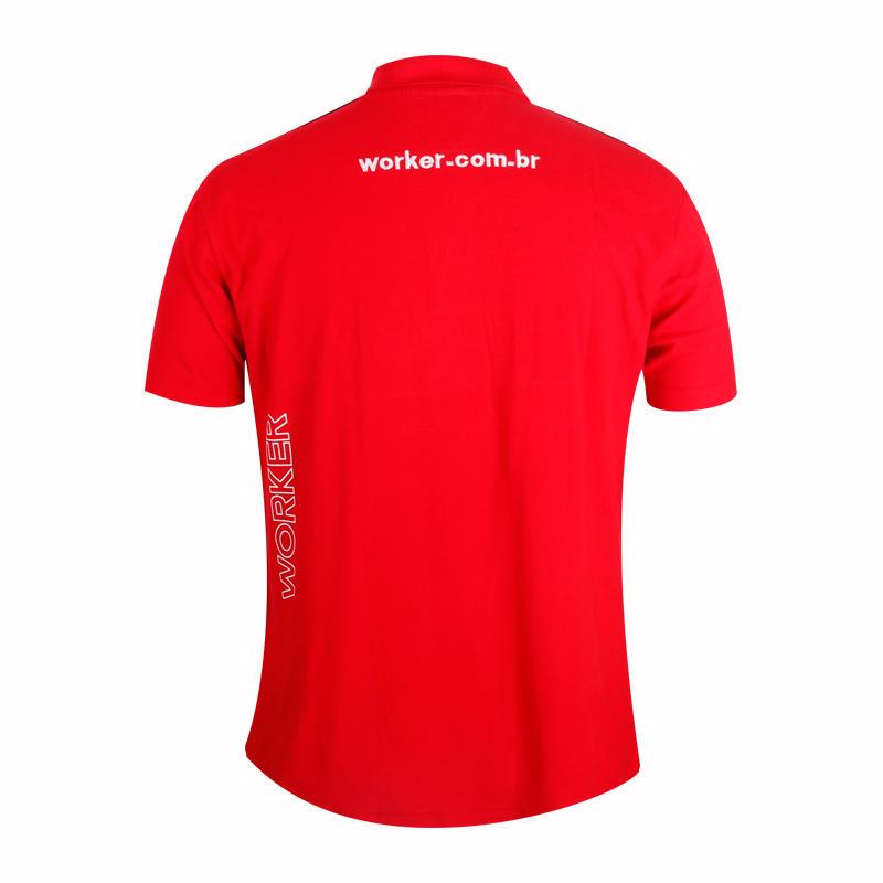 员工工服中国红全棉polo衫订制企业绣花logo