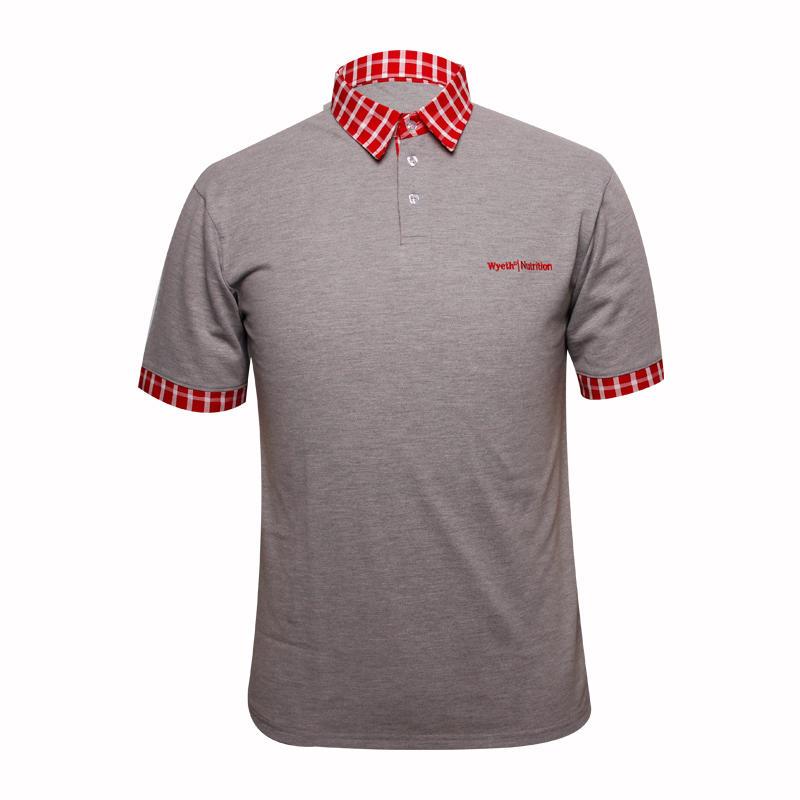 格子衬衫领男士高档POLO衫定制绣花logo