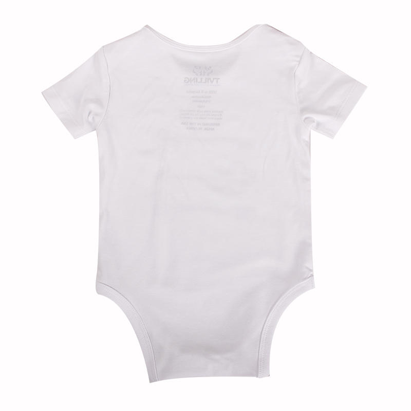 高端定制100%全棉白色婴儿连体衣印花爬爬装