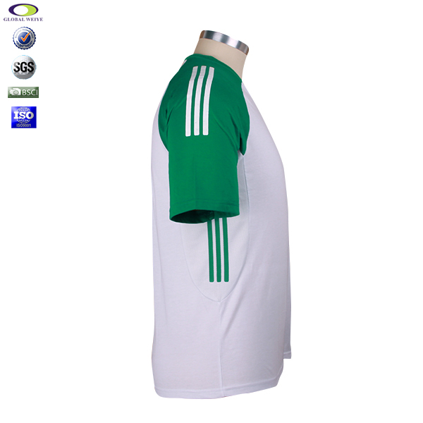 男士V领插肩袖撞色白色T恤