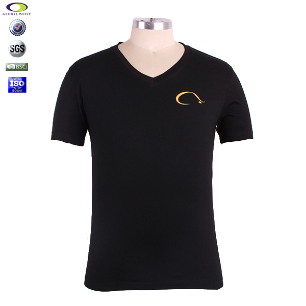 男士黑色V领短袖T恤