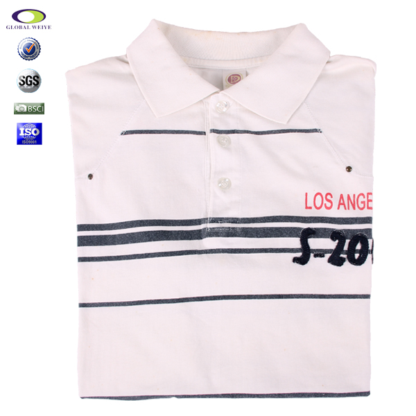 条纹POLO衫贴布绣100%棉翻领衫