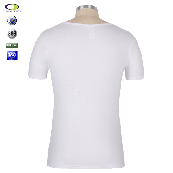 男士短袖大圆领白色T恤