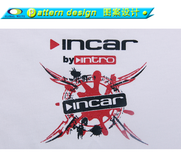 团体印花男士短袖圆领白色T恤