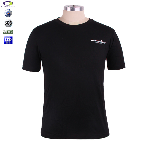 黑色圆领短袖T恤公司活动印花logo