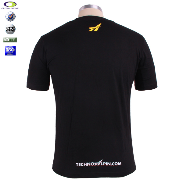 黑色圆领短袖T恤公司活动印花logo