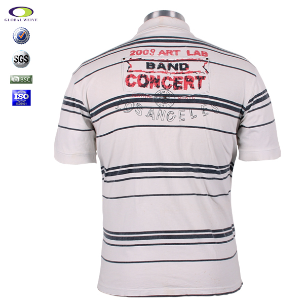 条纹POLO衫贴布绣100%棉翻领衫