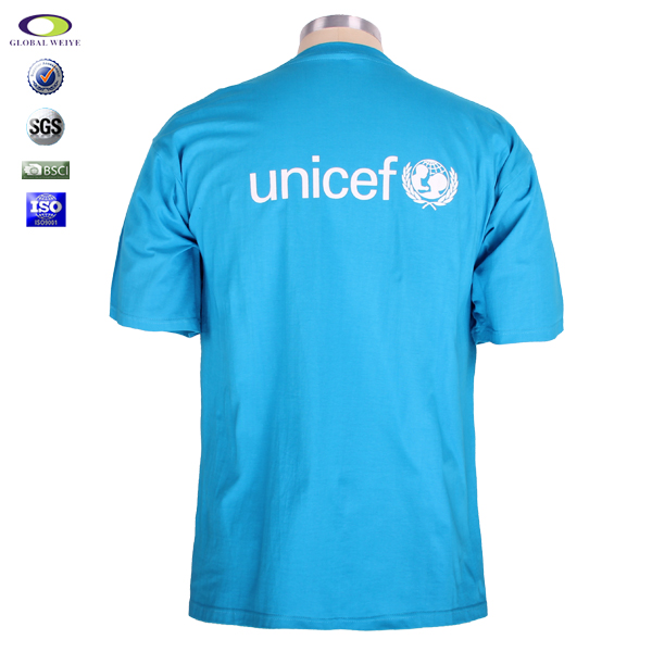 公益活动男士纯棉蓝色圆领T恤印花logo