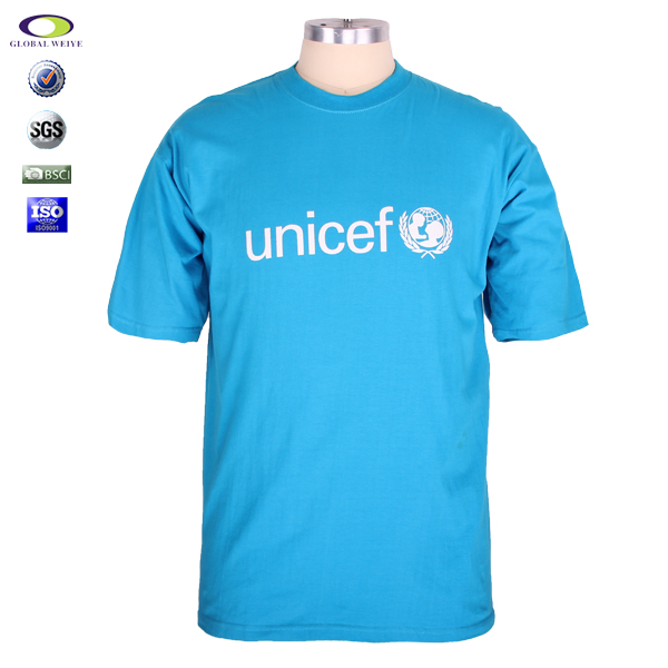公益活动男士纯棉蓝色圆领T恤印花logo