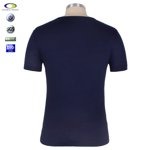 定做员工服男士纯棉印花l圆领T恤宝蓝色