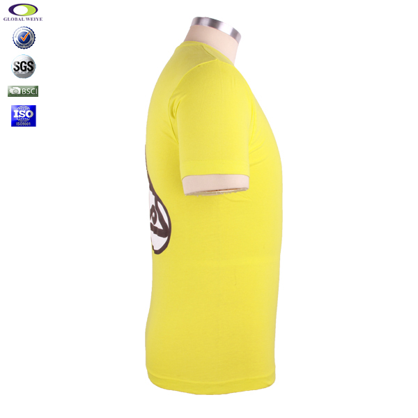 潮款印花黄色男士圆领T恤