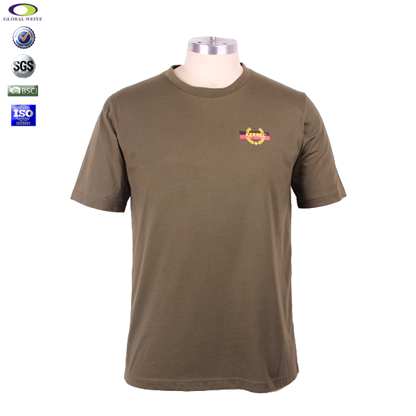 军绿色员工T恤圆领短袖前后印花