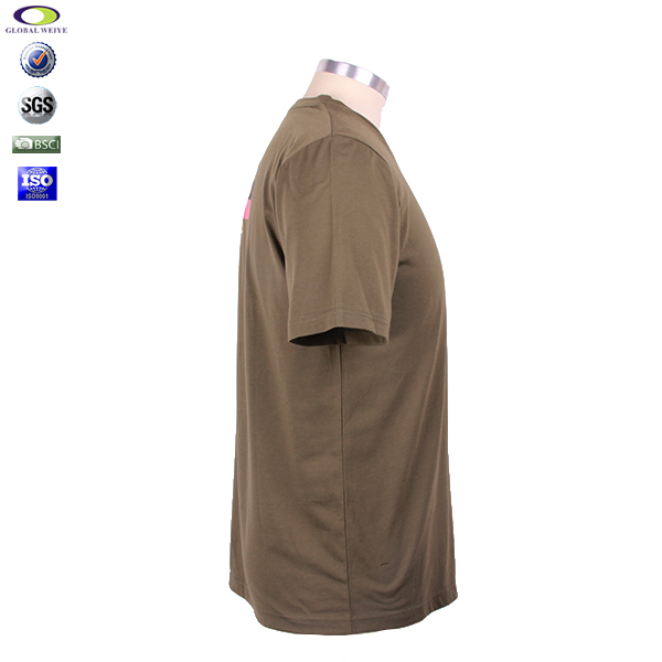 军绿色员工T恤圆领短袖前后印花