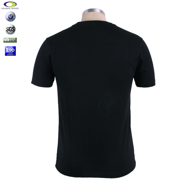 渐变色彩色印花黑色全棉男士圆领T恤定做