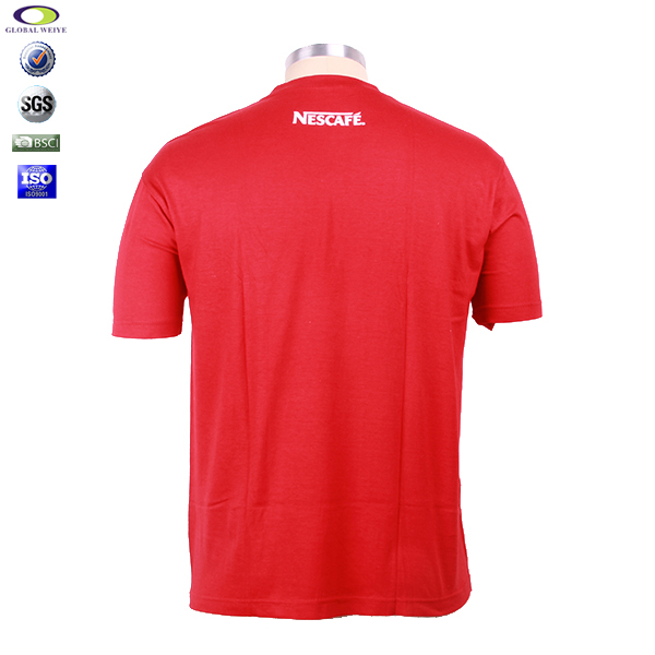 高性价比广告男士红色T恤白色印花