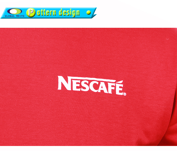 高性价比广告男士红色T恤白色印花