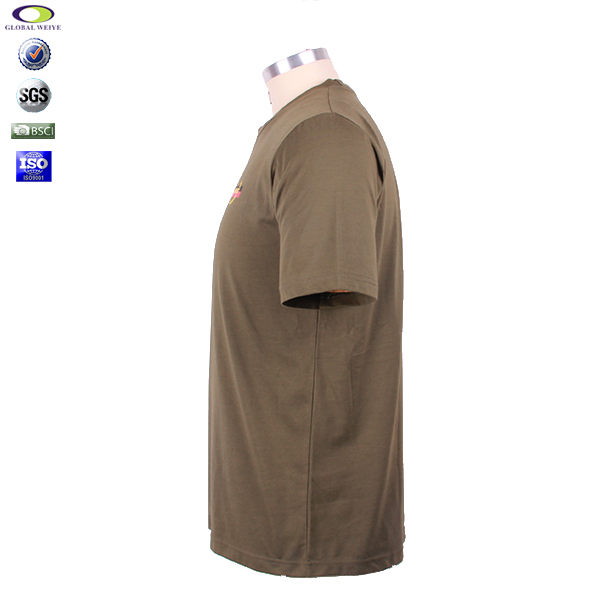 军绿色员工T恤圆领短袖前后印花