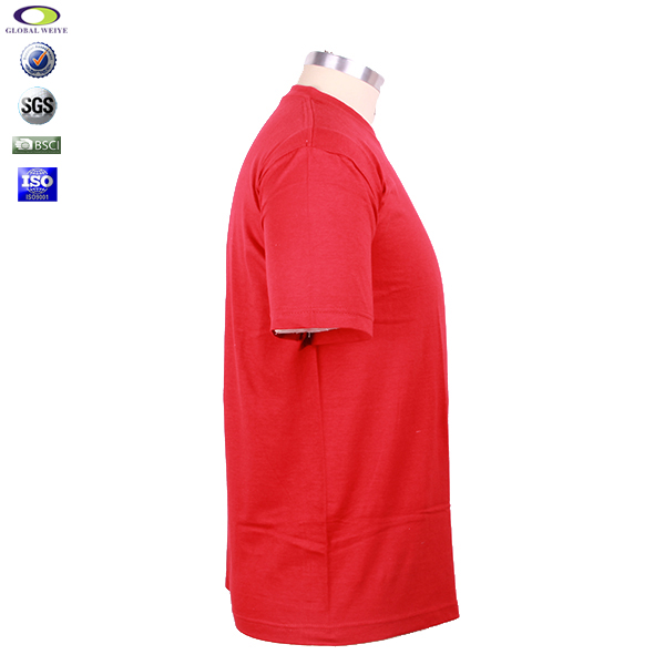 高性价比广告男士红色T恤白色印花