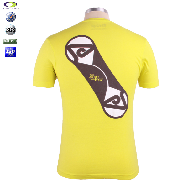 潮款印花黄色男士圆领T恤