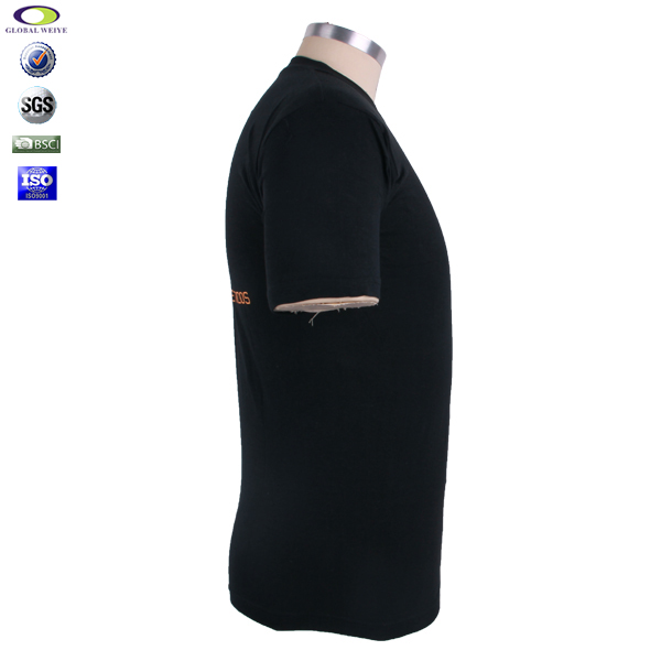 周年庆金粉印花男士黑色圆领T恤