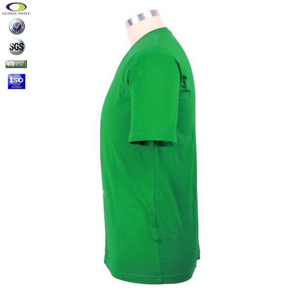 广告宣传绿色男士V领印花T恤