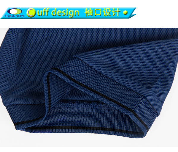 男士短袖polo衫蓝色空白翻领T恤衫