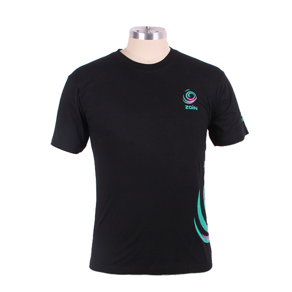 时尚广告宣传男士圆领纯棉T恤侧边拼接印花