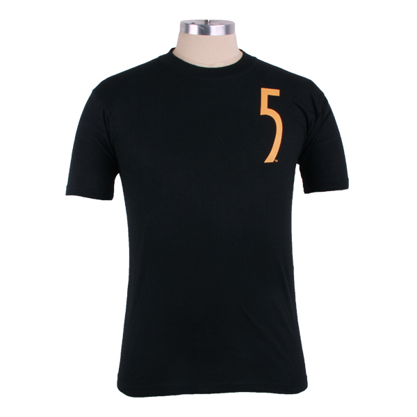 周年庆金粉印花男士黑色圆领T恤