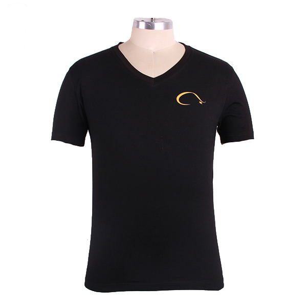 男士黑色V领短袖T恤