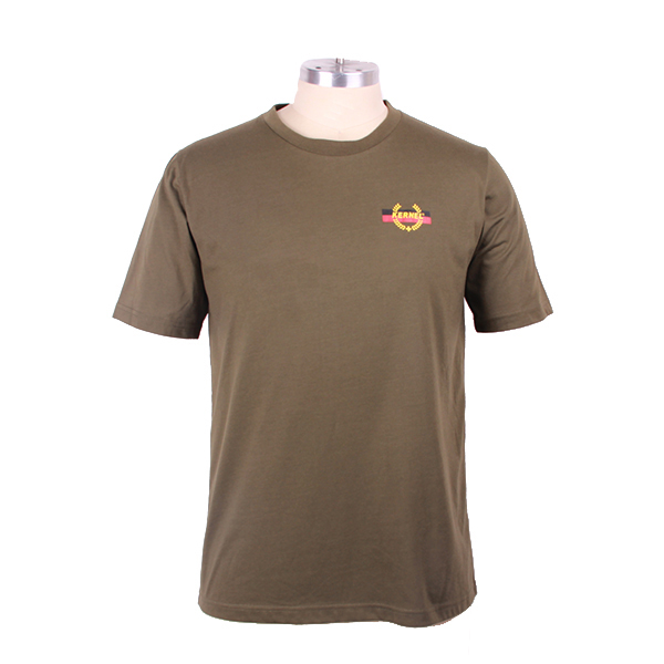 军绿色员工T恤圆领短袖前后印花