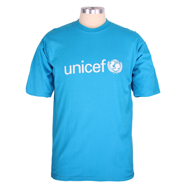 公益活动男士纯棉蓝色圆领T恤印花logo