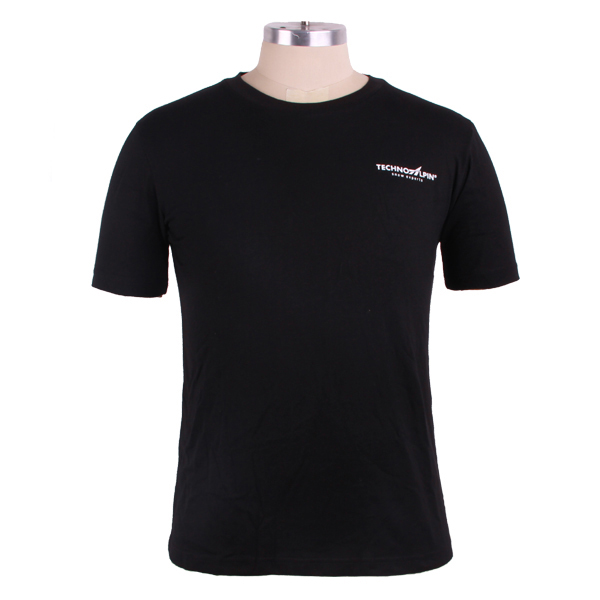 黑色圆领短袖T恤公司活动印花logo