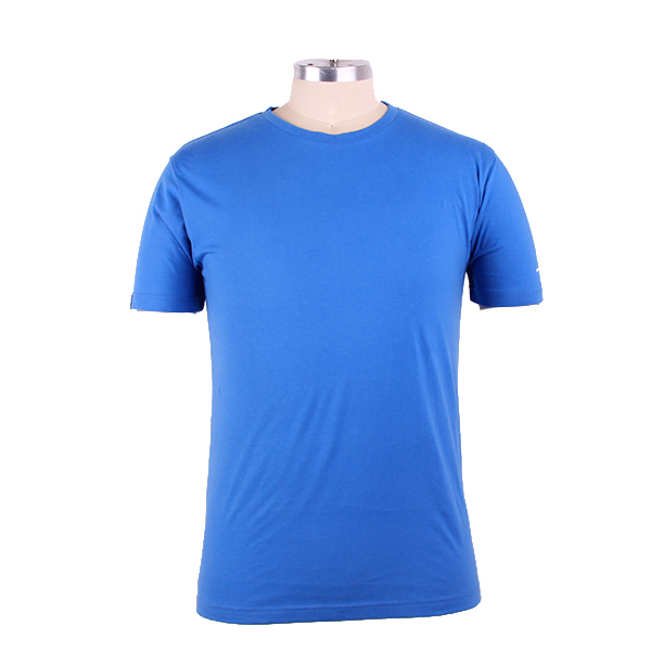 品牌印花男士纯棉蓝色圆领T恤