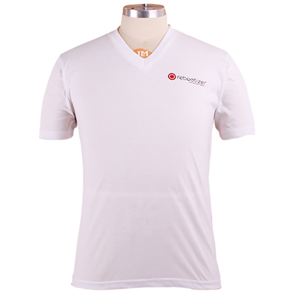 男士短袖V领白色T恤