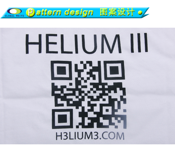 二维码印花白色圆领纯棉T恤