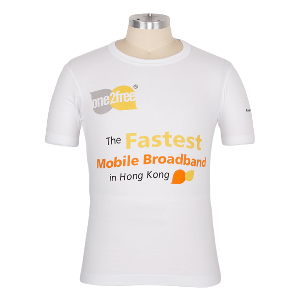 字母印花白色圆领短袖T恤广告宣传