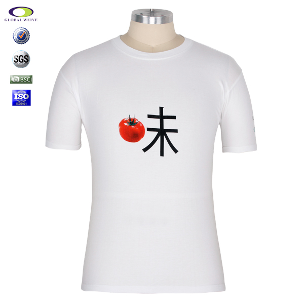 促销宣传印花白色圆领短袖T恤