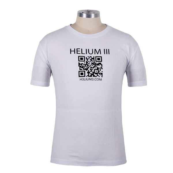 二维码印花白色圆领纯棉T恤