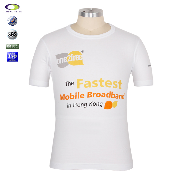 字母印花白色圆领短袖T恤广告宣传
