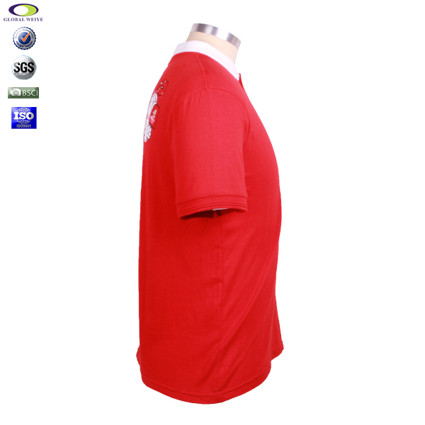 广告宣传男士白领印花红色Polo衫定做