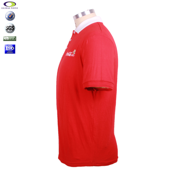 广告宣传男士白领印花红色Polo衫定做