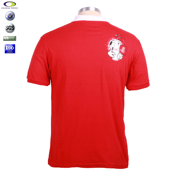 广告宣传男士白领印花红色Polo衫定做