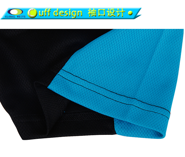 时尚黑蓝白拼接polo衫绣花logo