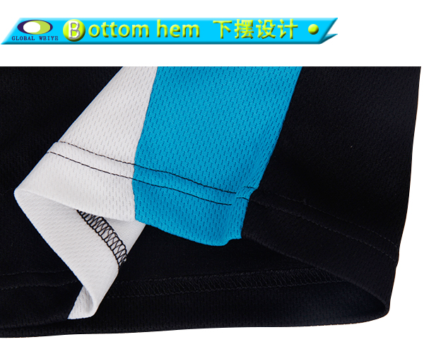 时尚黑蓝白拼接polo衫绣花logo