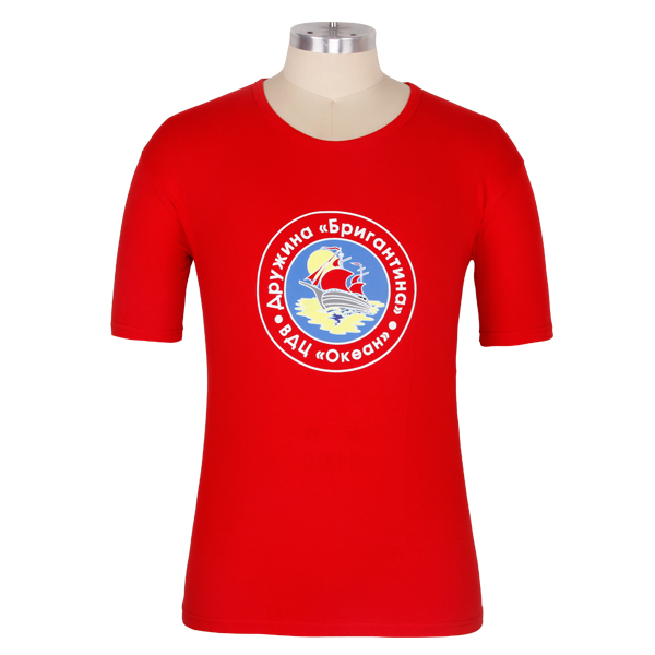 俄罗斯宣传活动男士红色圆领T恤定做