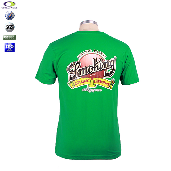 绿色男士圆领烫画T恤衫定做广告宣传
