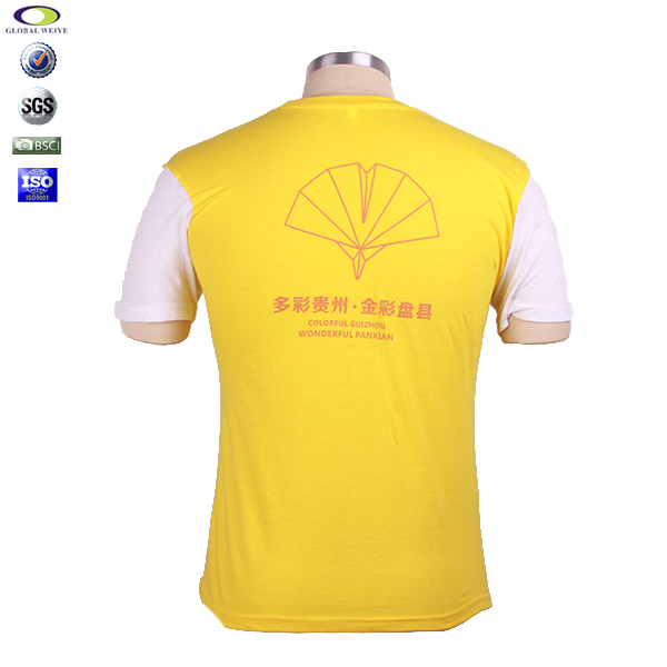 男士旅游宣传纪念T恤拼色袖子设计