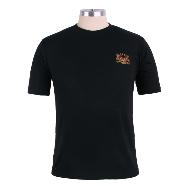 团体比赛队服男士黑色圆领印花T恤