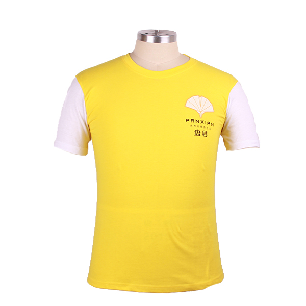 男士旅游宣传纪念T恤拼色袖子设计