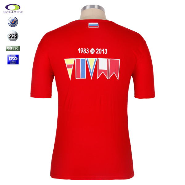 俄罗斯宣传活动男士红色圆领T恤定做